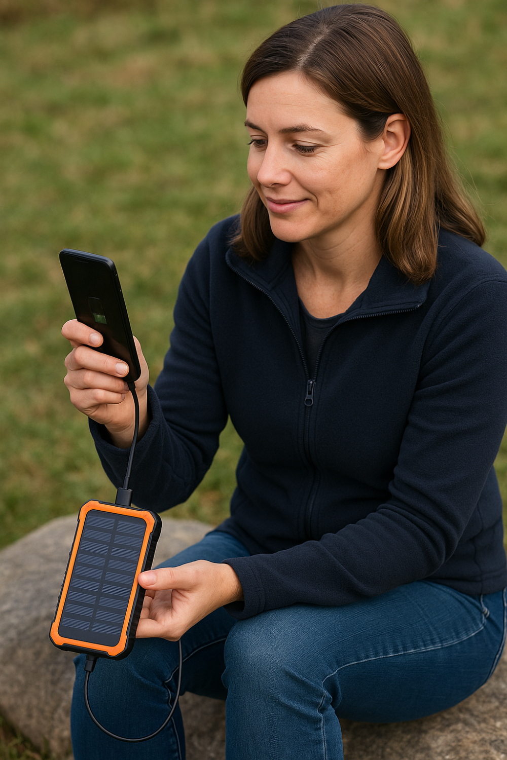 High-Capacity Solar Power Bank with Fast USB Charging