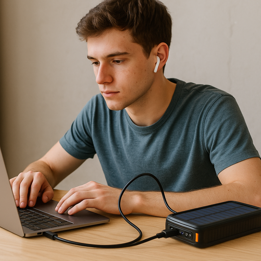 High-Capacity Solar Power Bank with Fast USB Charging