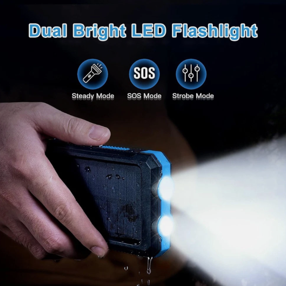 High-Capacity Solar Power Bank with Fast USB Charging