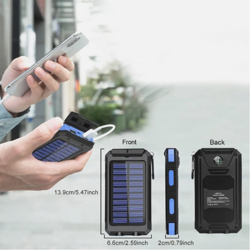 High-Capacity Solar Power Bank with Fast USB Charging